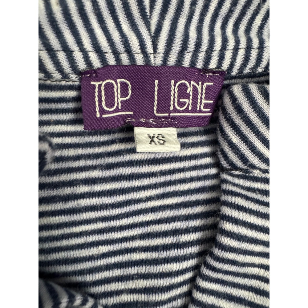 Top Ligne Womens XS Striped Knit Tunic Tops Lot of 2 3/4 Sleeve Black Blue - Picture 8 of 9